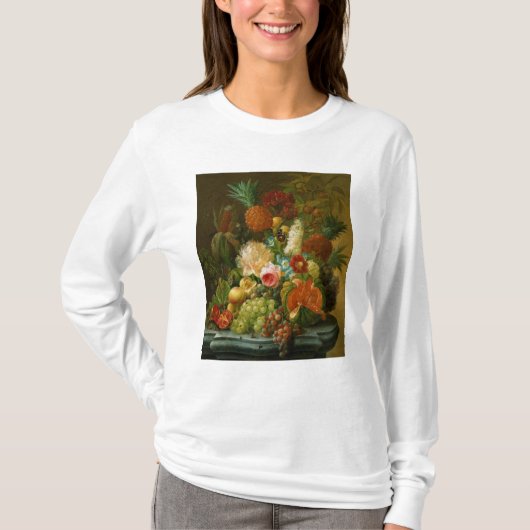 メロンおよびブドウが付いている静物画 Tシャツ (正面)