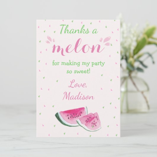 メロンかわいいスイカに一つファースト誕生日 サンキューカード (スタンド正面)