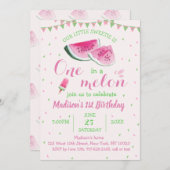 メロンかわいいスイカに一つファースト誕生日 招待状 (正面/裏面)