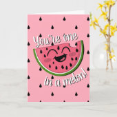 メロンかわいいスイカのピンク誕生日 カード (黄色い花)