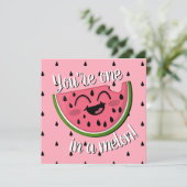 メロンかわいいスイカのピンク誕生日 カード (スタンド正面)