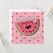 メロンかわいいスイカのピンク誕生日 カード (正面/裏面インサイチュ)