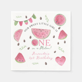 メロンかわいいスイカの女の子1歳の誕生日 スタンダードカクテルナプキン