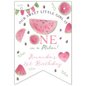 メロンかわいいスイカの女の子1歳の誕生日 バンティングフラッグ (第2の旗)