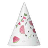 メロンかわいいスイカの女の子1歳の誕生日 パーティーハット (左)