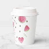 メロンかわいいスイカの女の子1歳の誕生日 紙コップ (裏面)