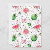 メロンかわいいピンクの女の子1歳の誕生日 招待状 (裏面)