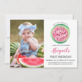 メロンにひとつだけのカスタム写真 ファーストバースデーパーティー 招待状 (正面)