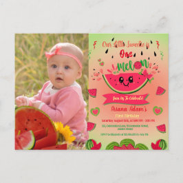 メロンにひとつだけのワ watermelon 1歳の誕生日写真 インビテーションポストカード