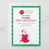 メロンにひとつだけの写真付き誕生日カード 一歳の誕生日 招待状 (正面)