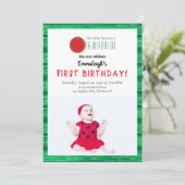 メロンにひとつだけの写真付き誕生日カード 一歳の誕生日 招待状 (スタンド正面)