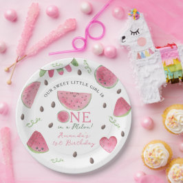 メロンにひとつだけの可愛いスイカ女子1歳の誕生日 ペーパープレート