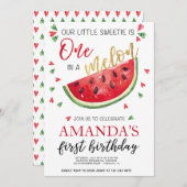 メロンにひとつだけの夏の女の子 1歳の誕生日 招待状 (正面/裏面)