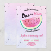 メロンにひとつだけの女の子 1歳の誕生日スイカの夏 招待状 (正面/裏面)