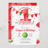 メロンにひとつだけの招待状 スイカの1歳誕生日 招待状 (正面/裏面)