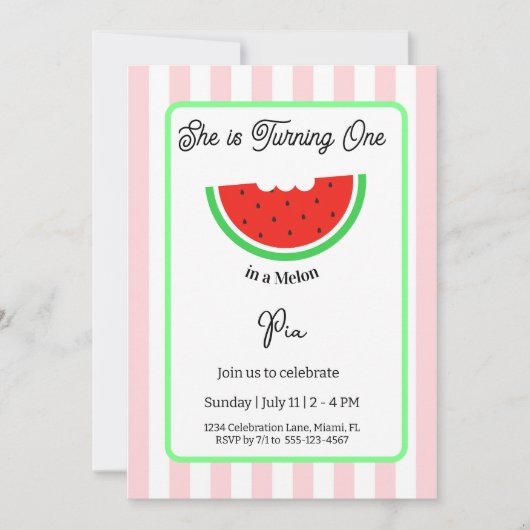 メロンにひとつだけの招待状 子供の誕生日カード 招待状 (正面)