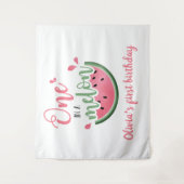 メロンにひとつ ウォーターカラー メロン 水彩 1歳の誕生日 タペストリー (正面)