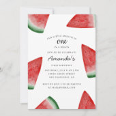 メロンにひとつ。スイカのファーストバースデーパーティー 招待状 (正面)