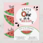 メロンにひとつ  ワーメロン ガールズ ファースト バースデー 招待状 (正面/裏面)