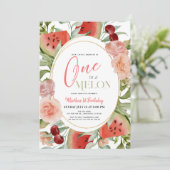 メロンにひとつ  ワ watermelon フラワーガール 1歳の誕生日 招待状 (スタンド正面)