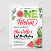 メロンにひとつ 水彩 メロンの1歳誕生日 招待状 (正面)