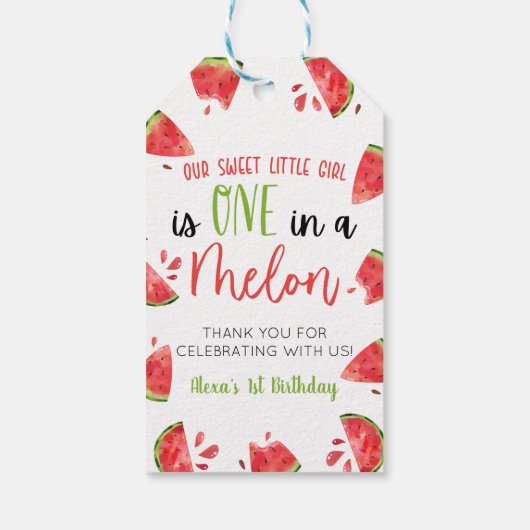 メロンにひとつ 1歳の誕生日パーティー スイカ ギフトタグ (裏面)