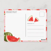 メロンにひとつ 1歳の誕生日 スイートメロン ピンク ポストカード (裏面)
