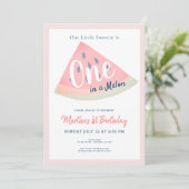 メロンにひとり 白い 1歳の誕生日 招待状 (スタンド正面)