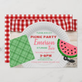 メロンに一つ、スイカの誘い、ピクニック 招待状 (正面/裏面)