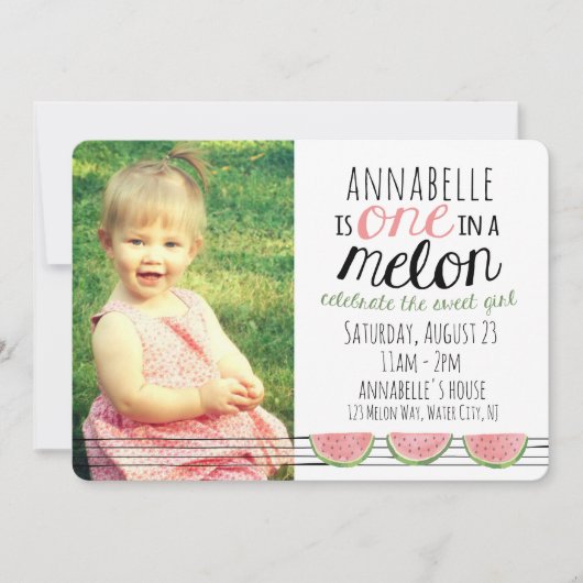 メロンに一つ、ファースト誕生日招待状 招待状 (正面)