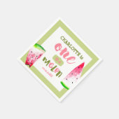 メロンに入った1人誕生日かわいいカスタム スタンダードカクテルナプキン (角)