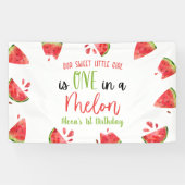 メロンに1つ1つ最初の誕生日パーティスイカ 横断幕 (横)