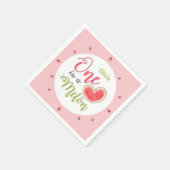 メロンに1つ1つ誕生日の夏のパーティーピンク スタンダードカクテルナプキン (角)