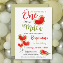 メロンに1つ1つ誕生日の男の子の招待状