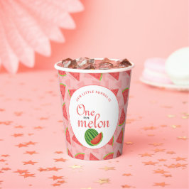 メロンに1つ1つ誕生日スイカ 紙コップ