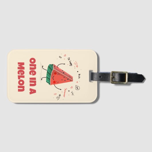 メロンに1つ – かわいいスイカの荷物タグ ラゲッジタグ (正面横)