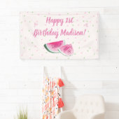 メロンのかわいいファースト誕生日の背景 横断幕 (インサイチュ)