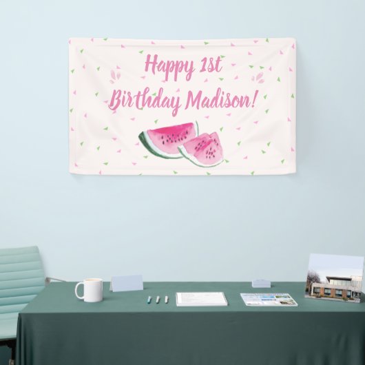 メロンのかわいいファースト誕生日の背景 横断幕 (トレードショー)