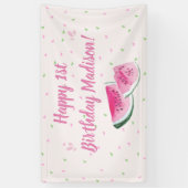 メロンのかわいいファースト誕生日の背景 横断幕 (縦)