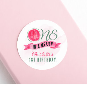 メロンのスイカに一つ1歳の誕生日 ラウンドシール
