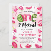 メロンのスイカに一つ1歳の誕生日 招待状 (正面)