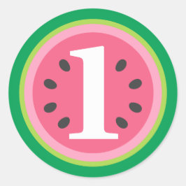 メロンのスイカに一着1回目の誕生日パーティーが好き ラウンドシール