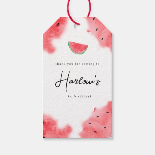 メロンのスイカに1つ1歳の誕生日感謝してい君 ギフトタグ (正面)