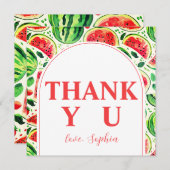 メロンのスイカに1人1歳の誕生日 サンキューカード (正面/裏面)