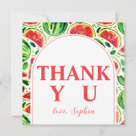 メロンのスイカに1人1歳の誕生日 サンキューカード