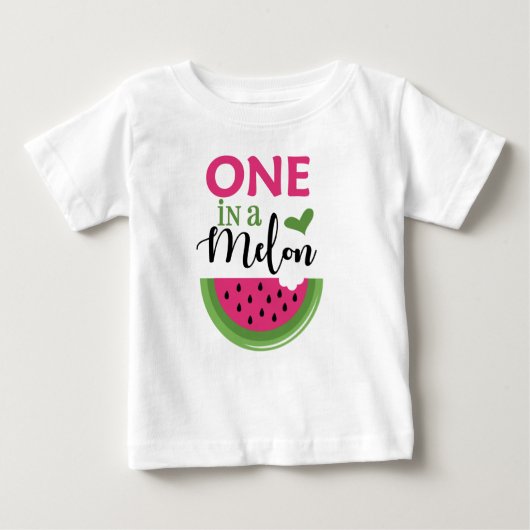 メロンのスイカのピンクのTシャツ1枚 ベビーTシャツ (正面)