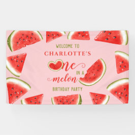メロンのスイカのピンク色の誕生日へようこそ 横断幕