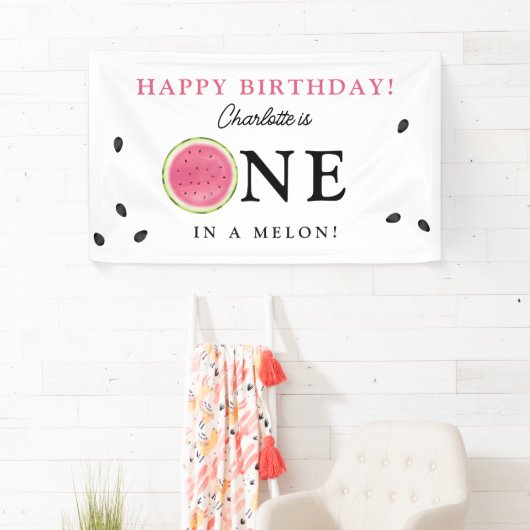 メロンのスイカの夏の誕生日 横断幕 (インサイチュ)