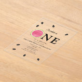 メロンのスイカの夏誕生日に1つ アクリル招待状 (レイダウン)