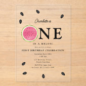 メロンのスイカの夏誕生日に1つ アクリル招待状 (正面)